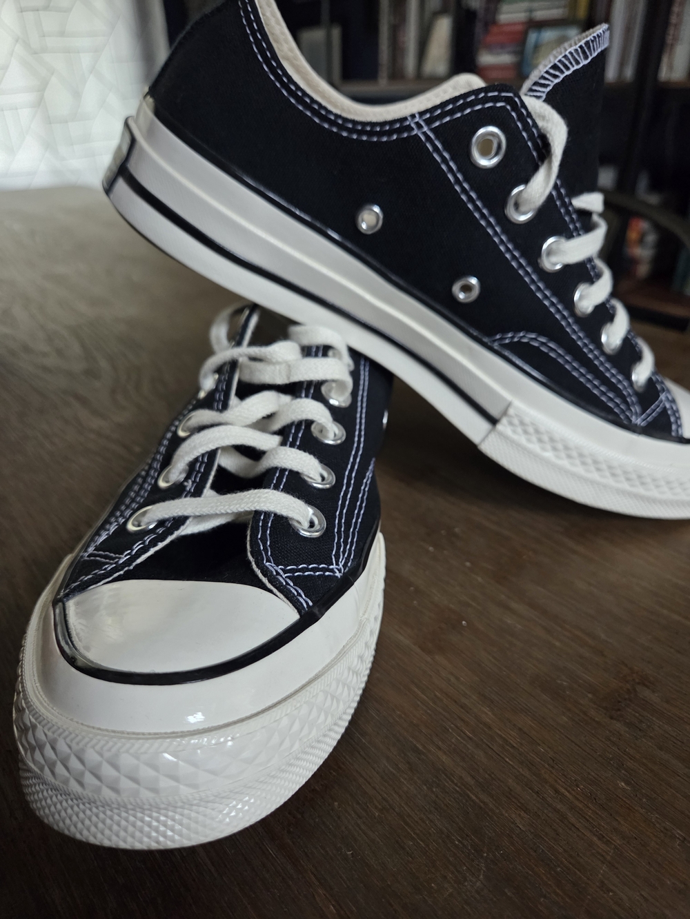 Converse Low-Top Canvas Sneakers in Black and White